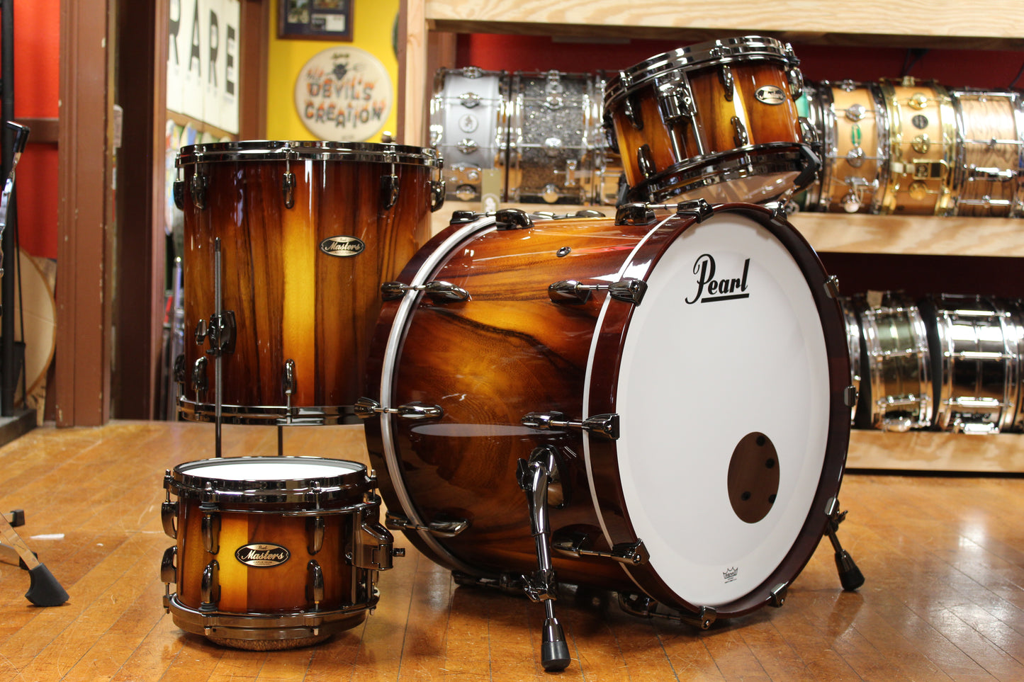 Pearl Limited Edition Maple Gum Exotic Brazilian Saman/Gloss HoneyBurst 16x22 16x16 8x12 7x10