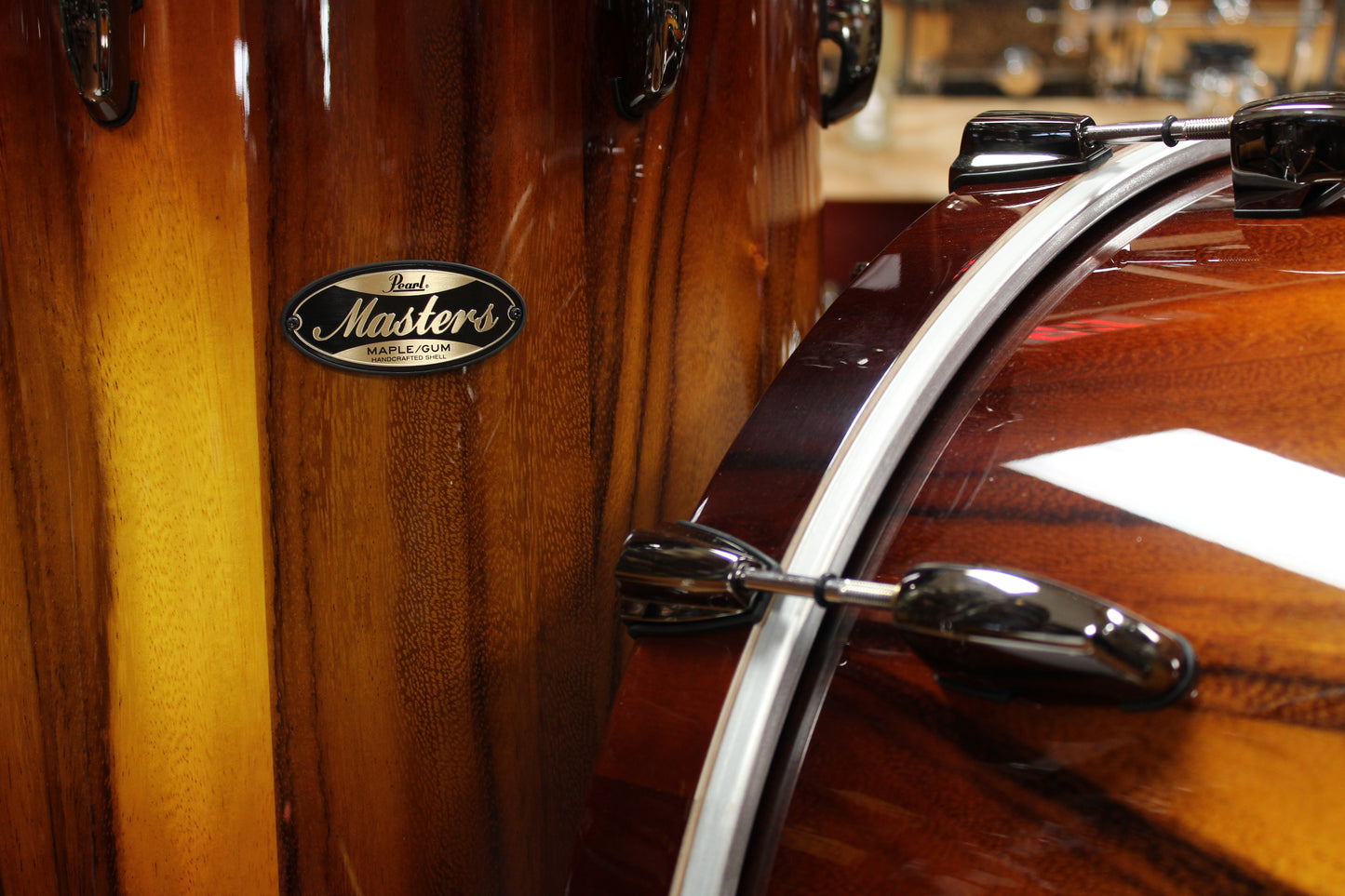 Pearl Limited Edition Maple Gum Exotic Brazilian Saman/Gloss HoneyBurst 16x22 16x16 8x12 7x10