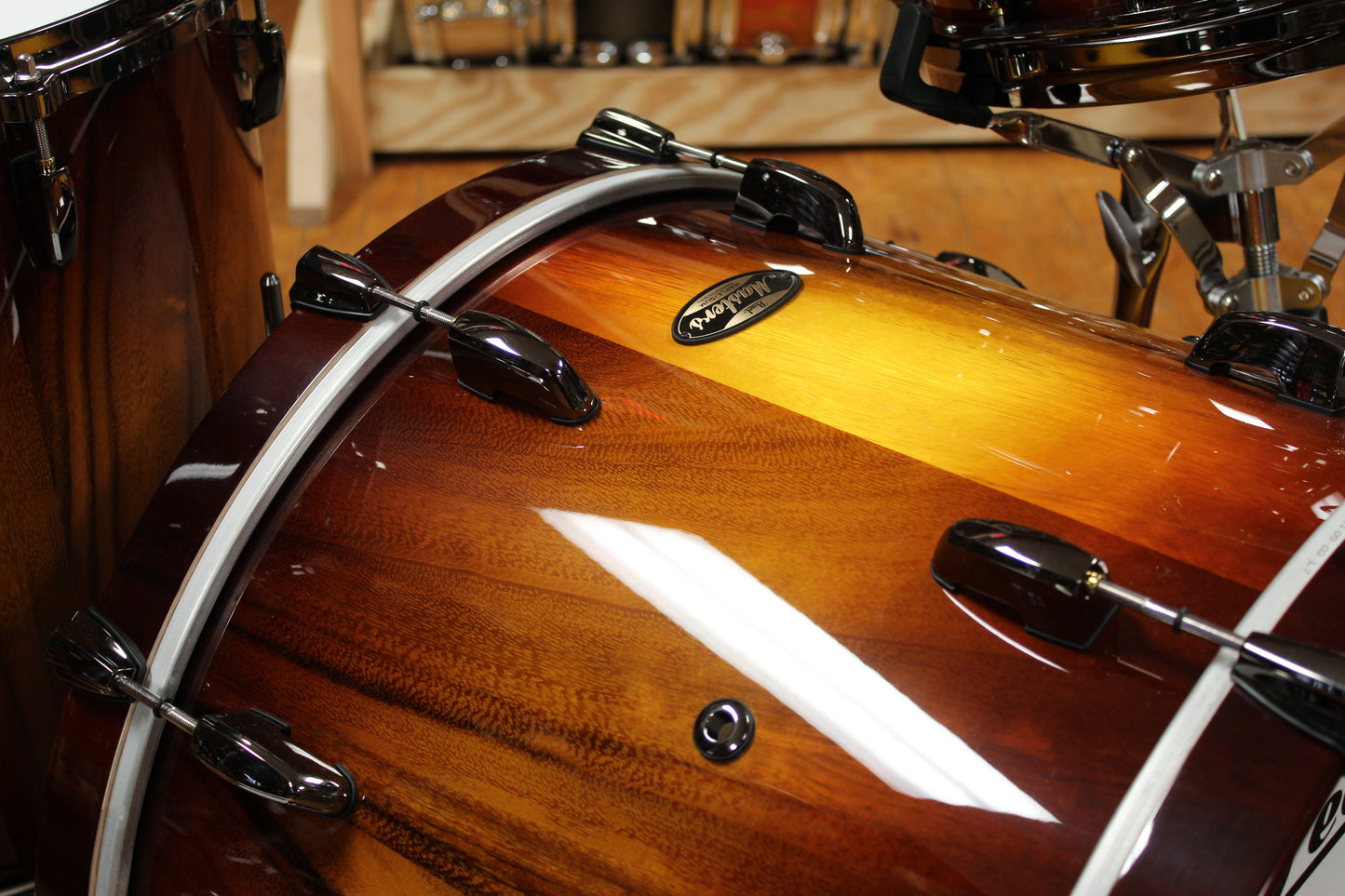 Pearl Limited Edition Maple Gum Exotic Brazilian Saman/Gloss HoneyBurst 16x22 16x16 8x12 7x10