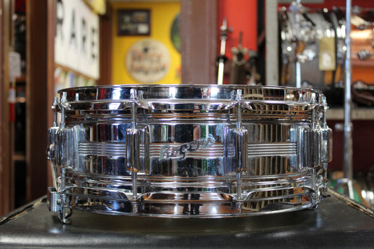 1960s Rogers 5x14 Chrome Over Brass Dyna-sonic Snare Drum #11636