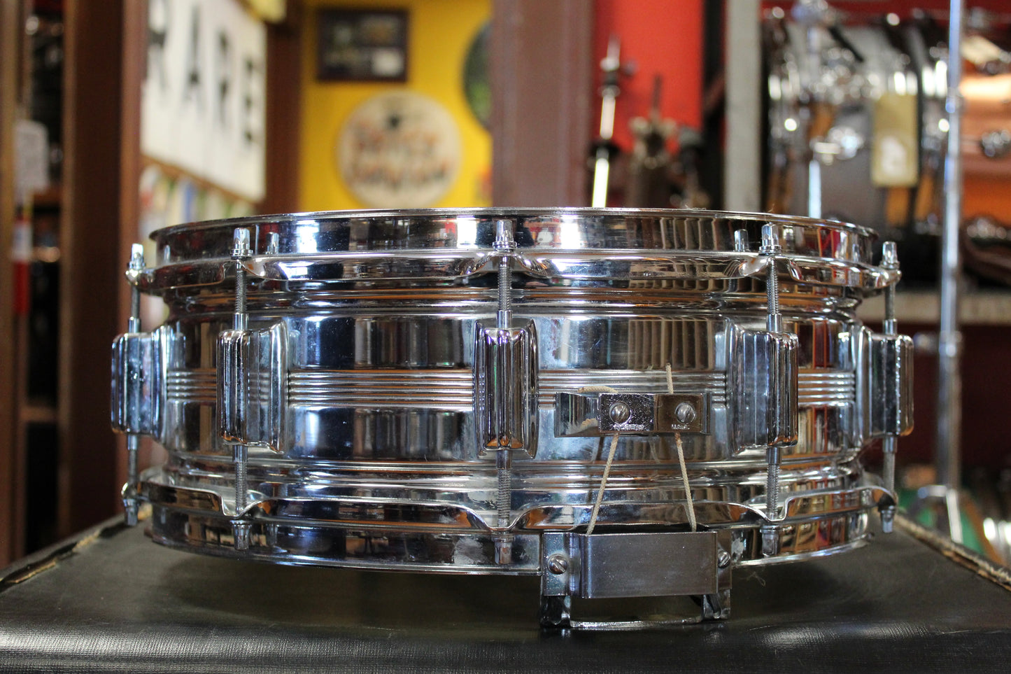 1960s Rogers 5x14 Chrome Over Brass Dyna-sonic Snare Drum #11636
