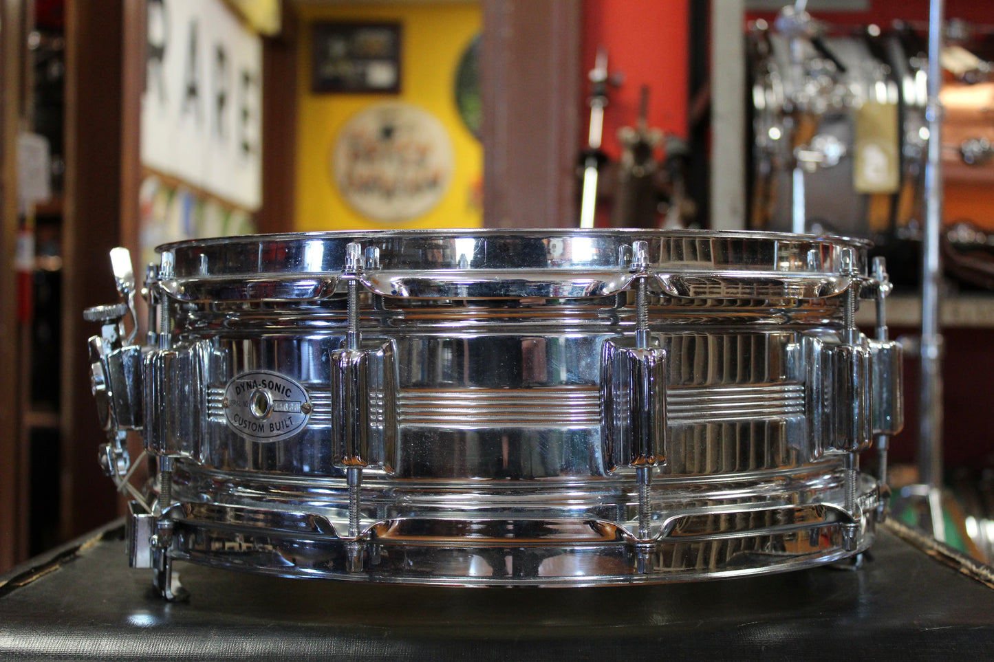 1960s Rogers 5x14 Chrome Over Brass Dyna-sonic Snare Drum #11636