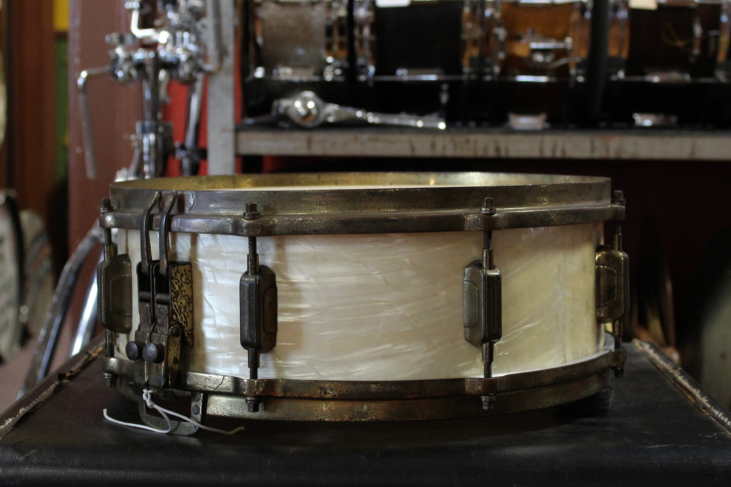 1930's WFL 5x14 Dixieland Model Snare Drum in White Marine Pearl