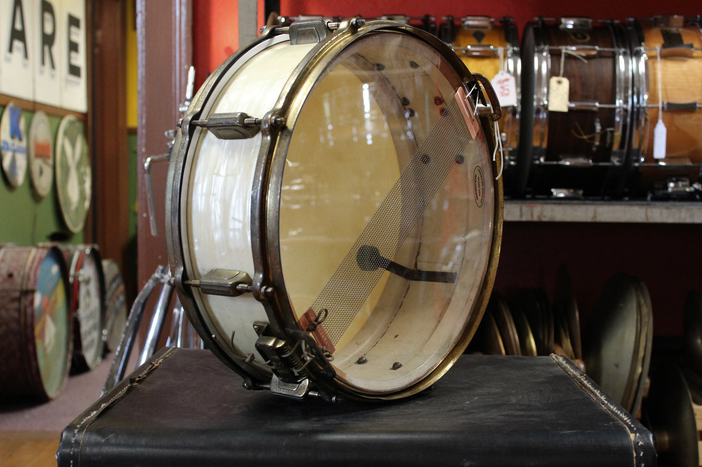 1930's WFL 5x14 Dixieland Model Snare Drum in White Marine Pearl