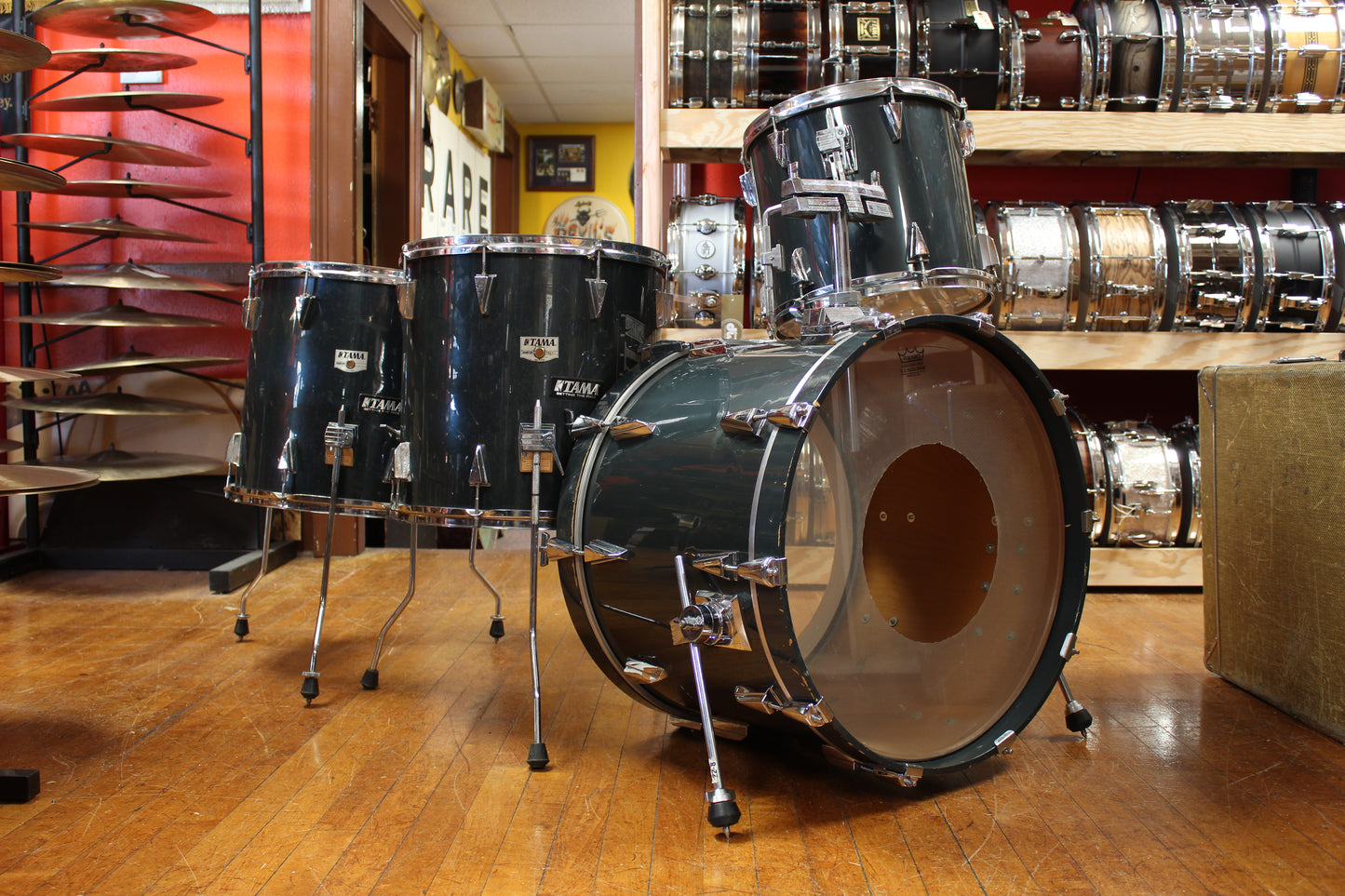 1980s Tama Granstar Outfit in Gun Metallic Grey 16x22 12x13 16x16 16x18