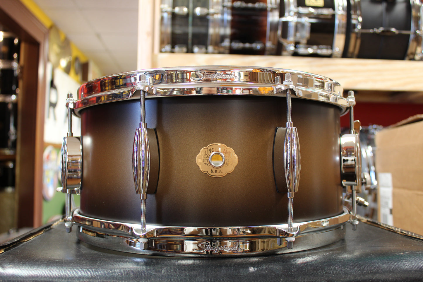 Slingerland Radioking in Black & Gold Duco 14x22 16x16 9x13 6.5x14