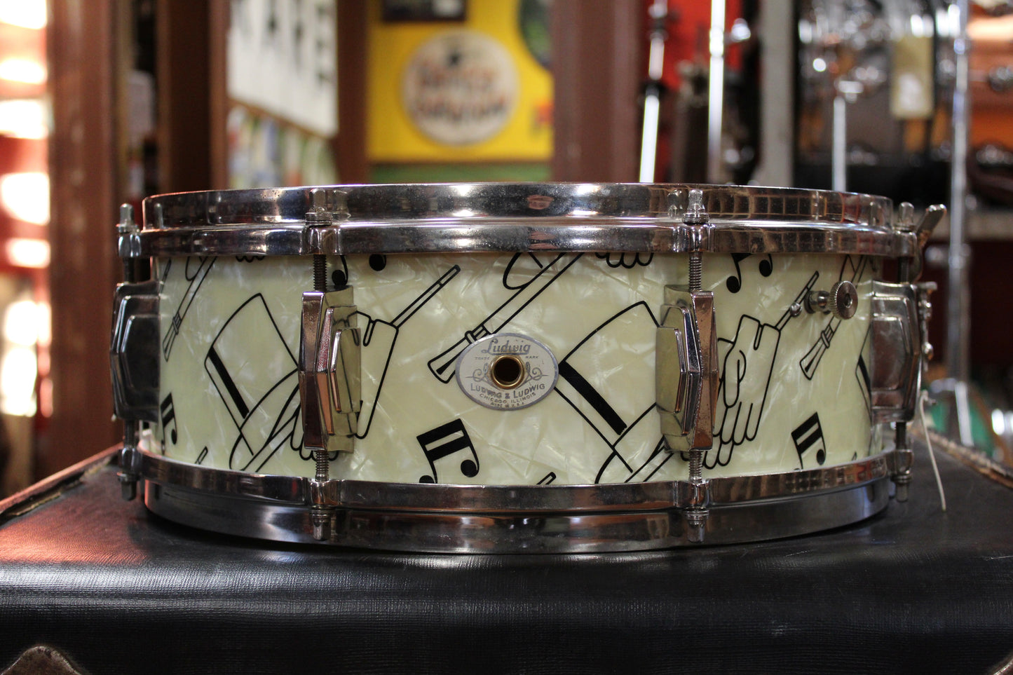 1940s Ludwig and Ludwig 5x14 Top Hat and Cane Snare Drum