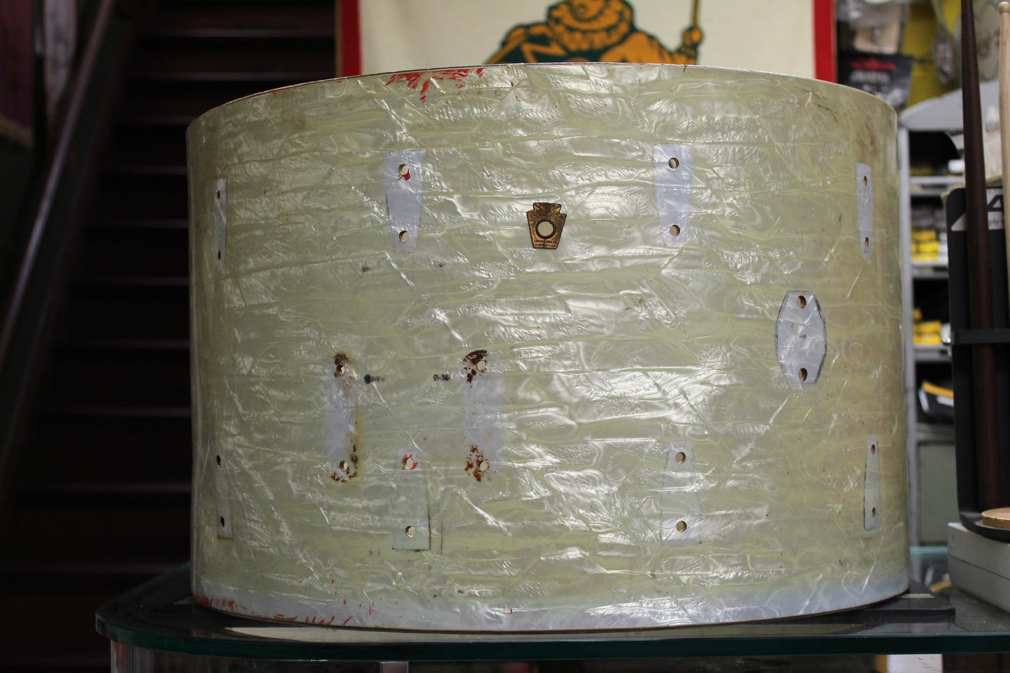 1960s 14x22 Ludwig Bass Drum Shell in White Marine Pearl