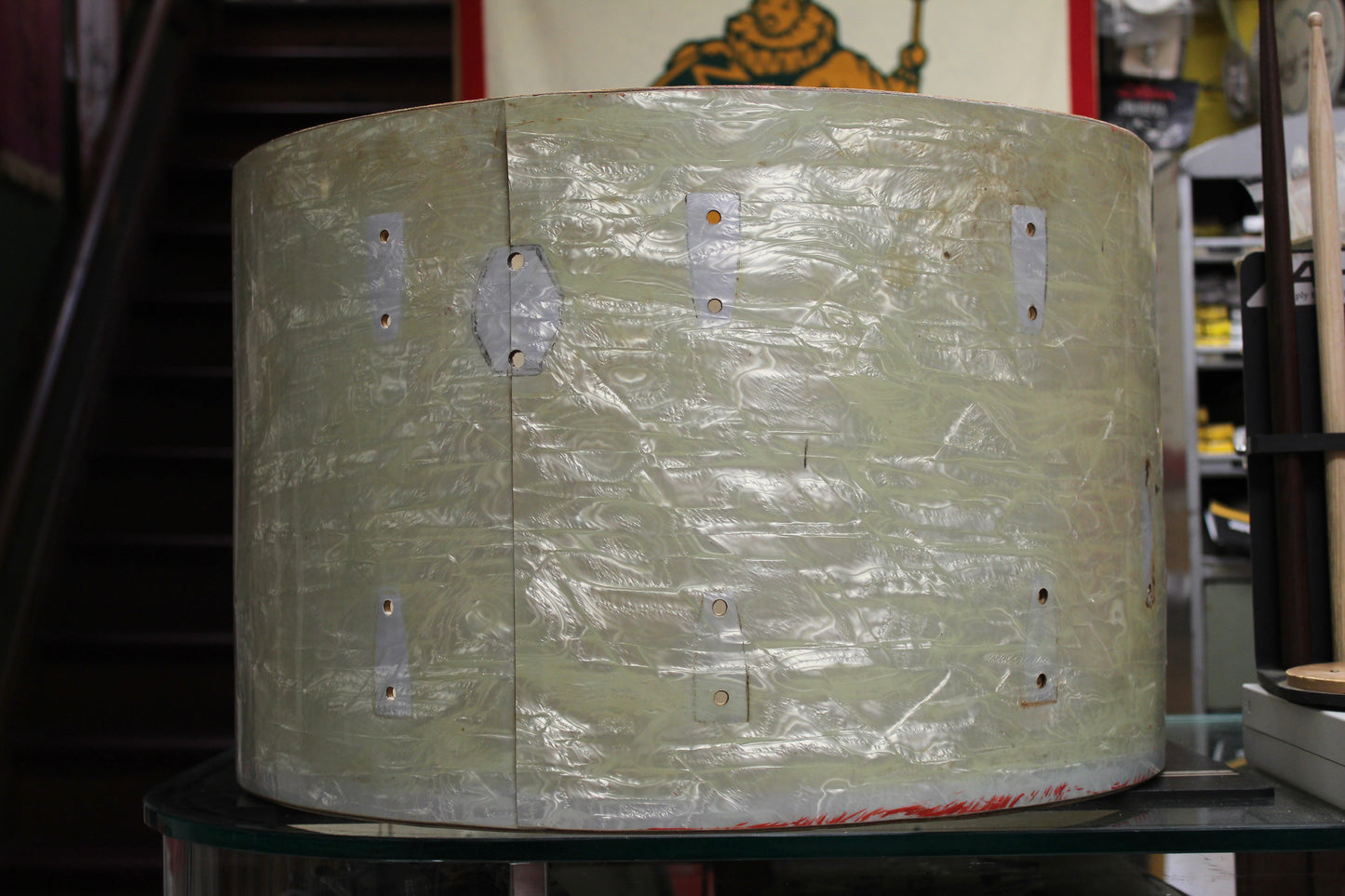 1960s 14x22 Ludwig Bass Drum Shell in White Marine Pearl