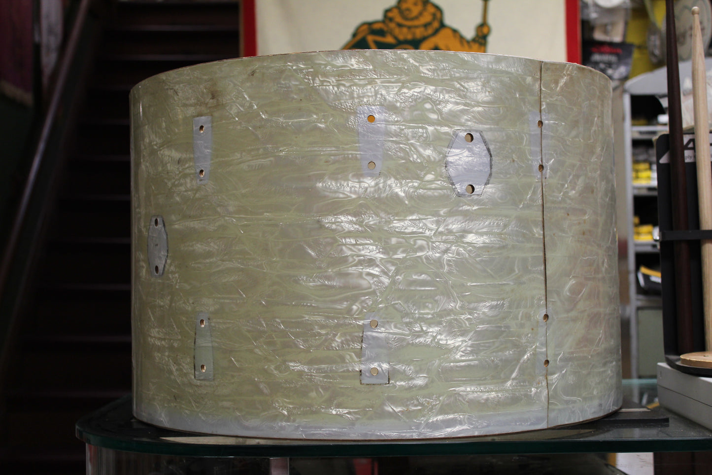 1960s 14x22 Ludwig Bass Drum Shell in White Marine Pearl