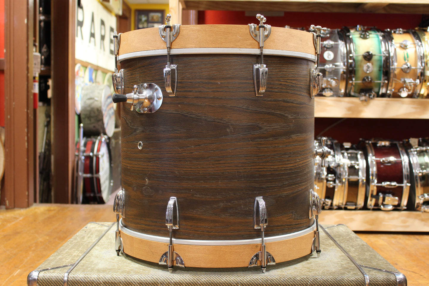 1960s "Rogers" Bop Kit in Walnut Stain Veneer 16x18 8x12 14x16