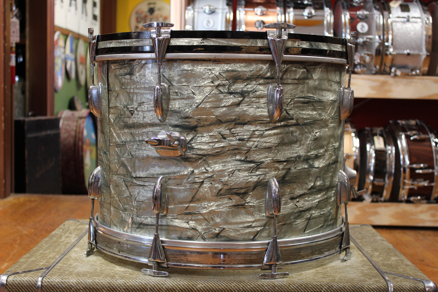 1960s Slingerland New Rock Outfit in Light Blue Pearl 14x20 8x12 9x13 16x16