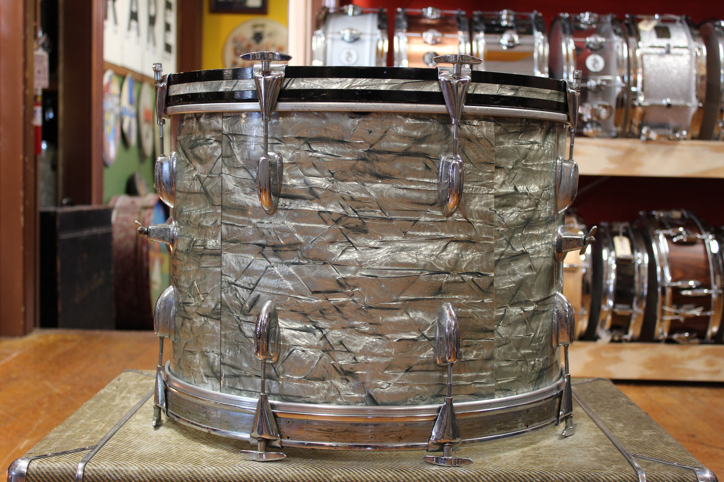 1960s Slingerland New Rock Outfit in Light Blue Pearl 14x20 8x12 9x13 16x16