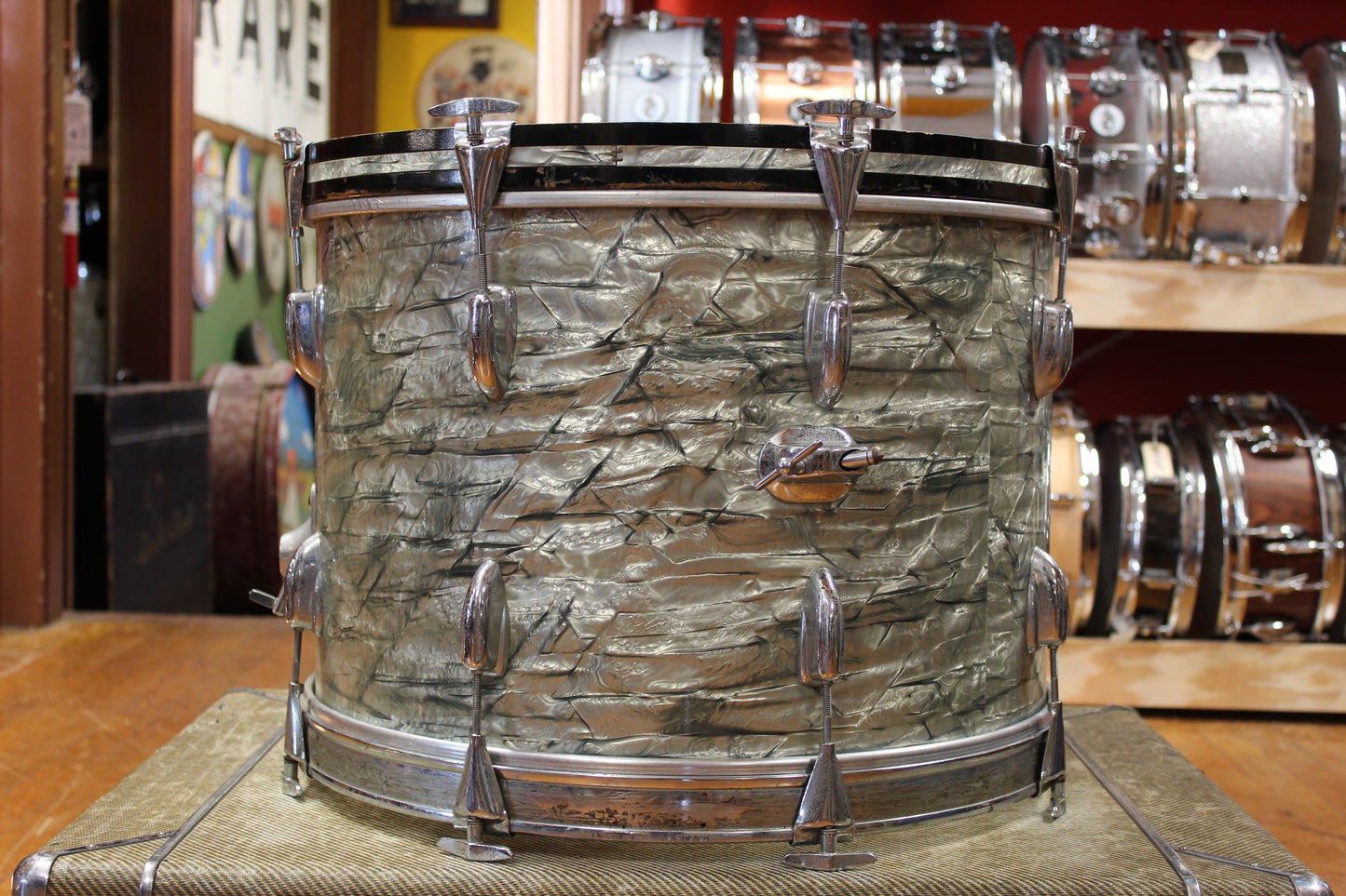 1960s Slingerland New Rock Outfit in Light Blue Pearl 14x20 8x12 9x13 16x16