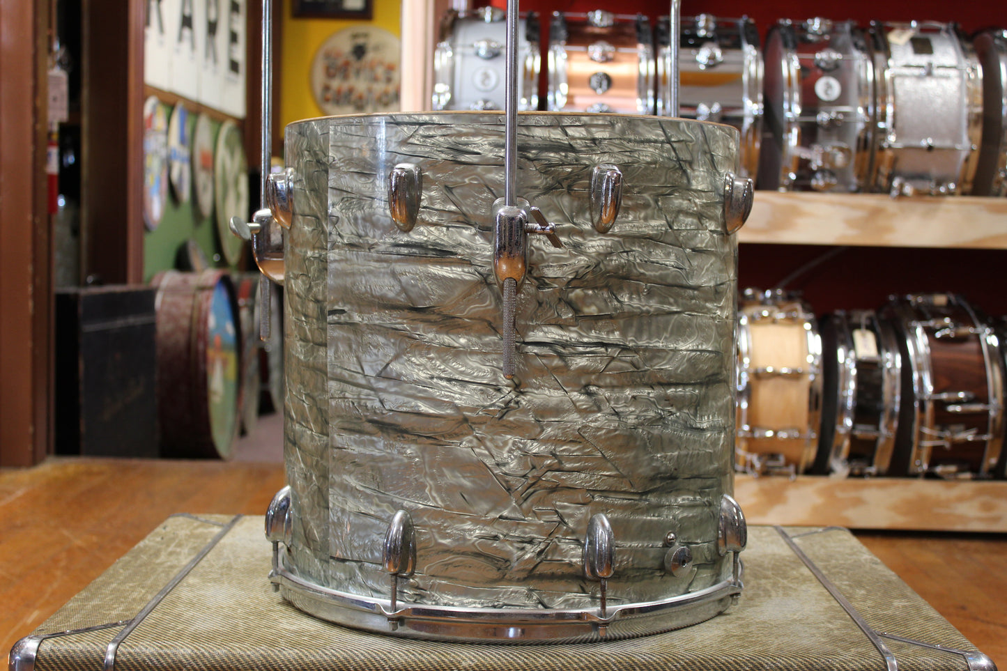 1960s Slingerland New Rock Outfit in Light Blue Pearl 14x20 8x12 9x13 16x16