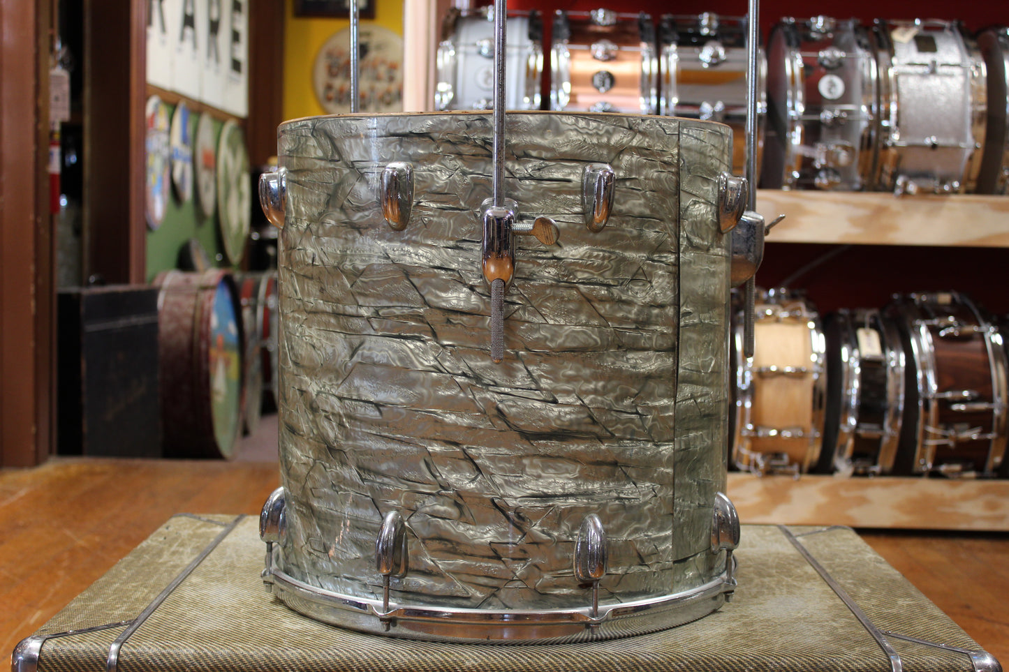 1960s Slingerland New Rock Outfit in Light Blue Pearl 14x20 8x12 9x13 16x16
