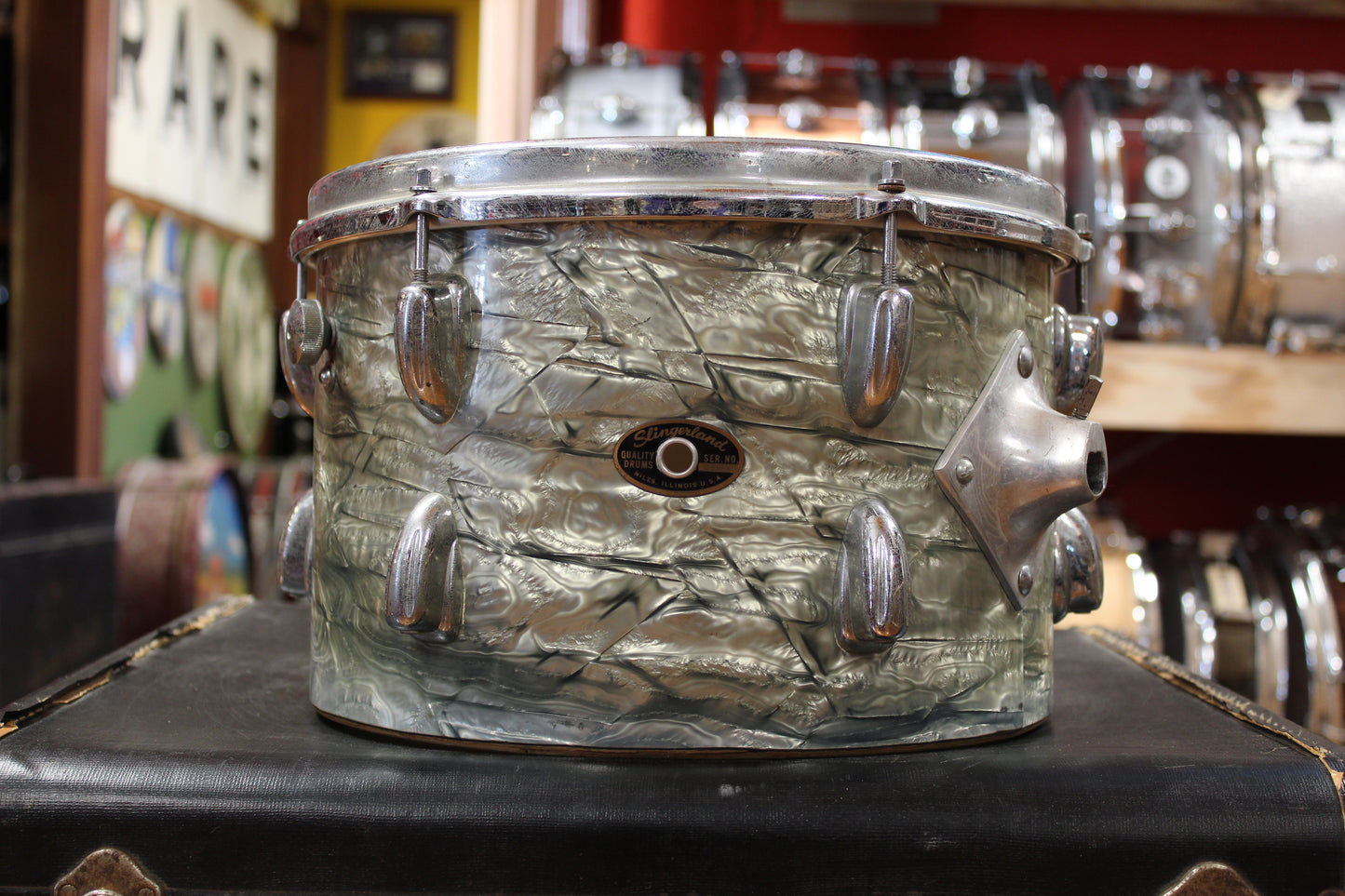 1960s Slingerland New Rock Outfit in Light Blue Pearl 14x20 8x12 9x13 16x16