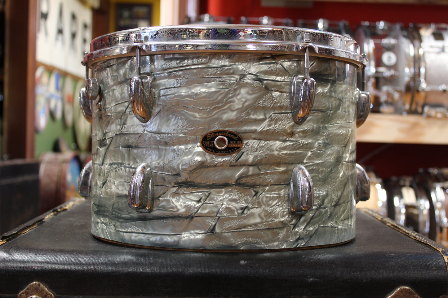 1960s Slingerland New Rock Outfit in Light Blue Pearl 14x20 8x12 9x13 16x16