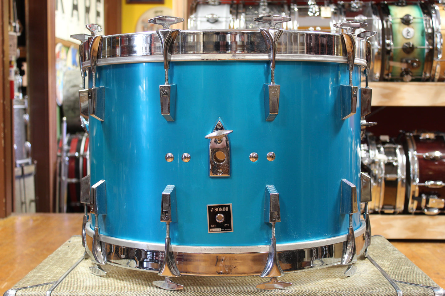 1970s Sonor Phonic Outfit in Metallic Blue 14x22 9x13 10x14 16x16