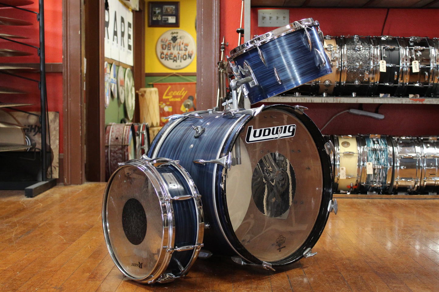1960s Sonor New Orleans Outfit in Blue Strata 14x20 8x12 5x14