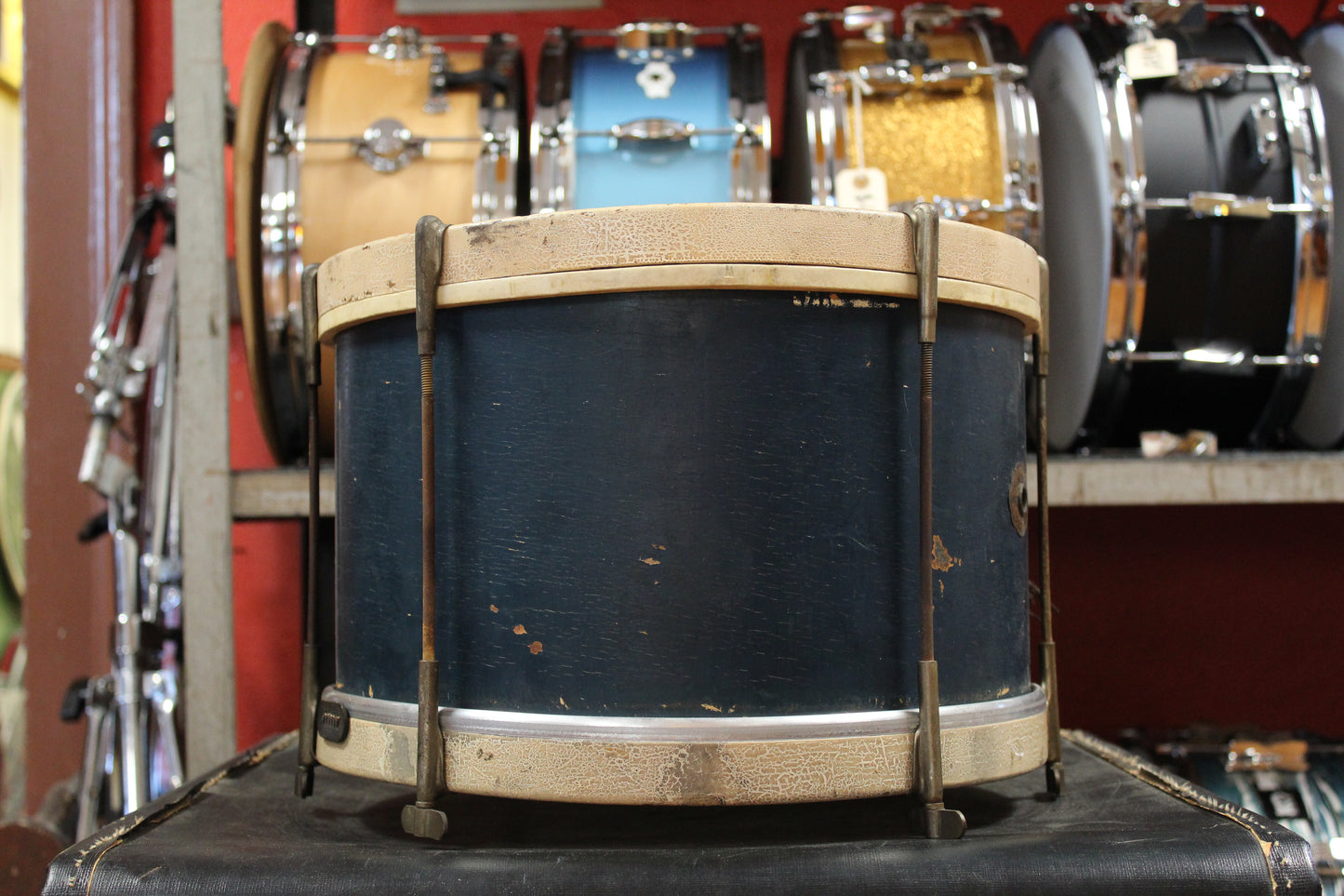1930s Slingerland 8x13 Radio King Parade Drum in Dark Blue Lacquer