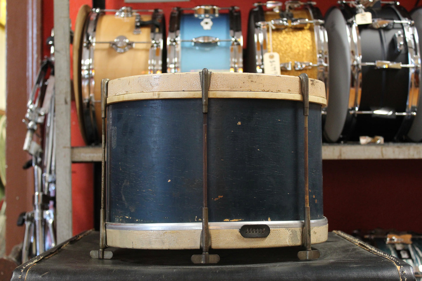 1930s Slingerland 8x13 Radio King Parade Drum in Dark Blue Lacquer