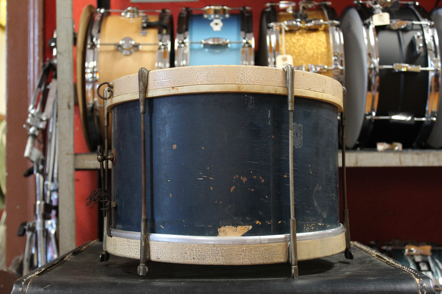 1930s Slingerland 8x13 Radio King Parade Drum in Dark Blue Lacquer