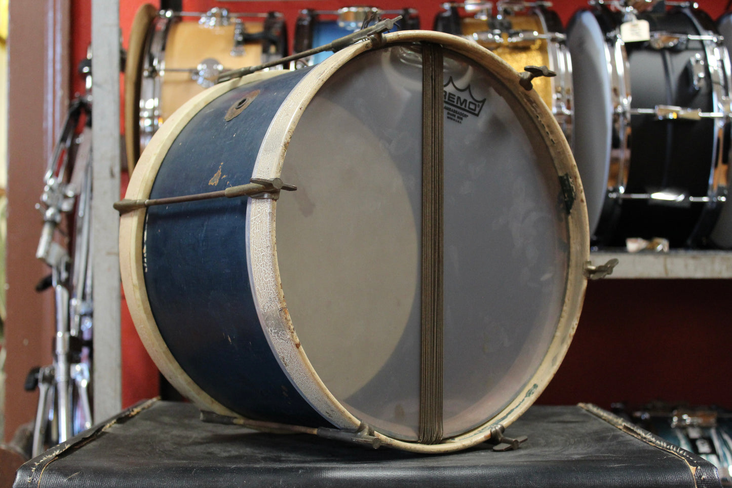 1930s Slingerland 8x13 Radio King Parade Drum in Dark Blue Lacquer