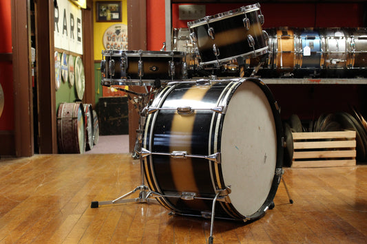 1950's Slingerland Swing Master Ensemble in Black and Gold Duco 12x22 8x12 5x14 (Optional 14x16 WFL Floor Tom Add On)