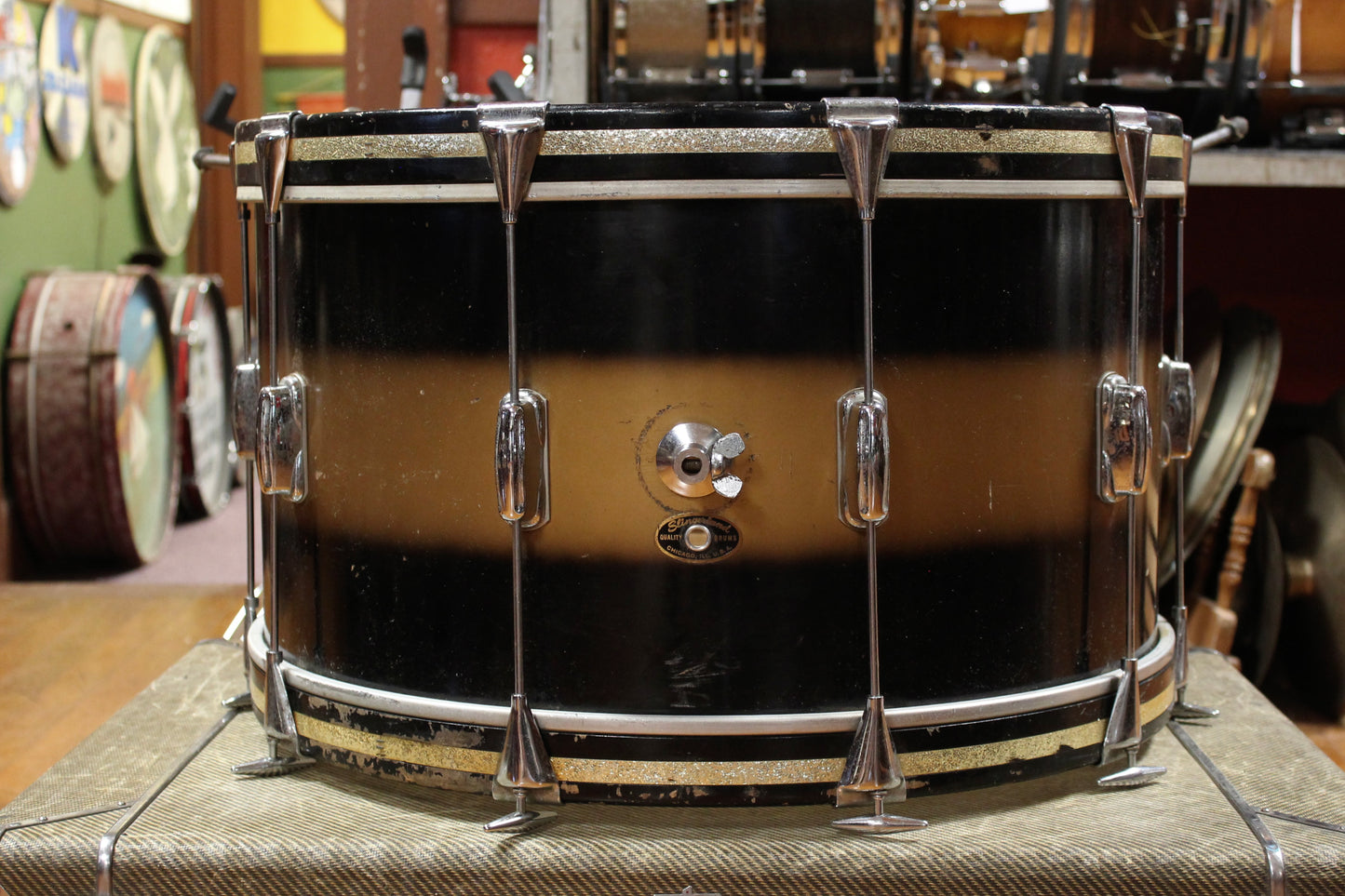 1950's Slingerland Swing Master Ensemble in Black and Gold Duco 12x22 8x12 5x14 (Optional 14x16 WFL Floor Tom Add On)