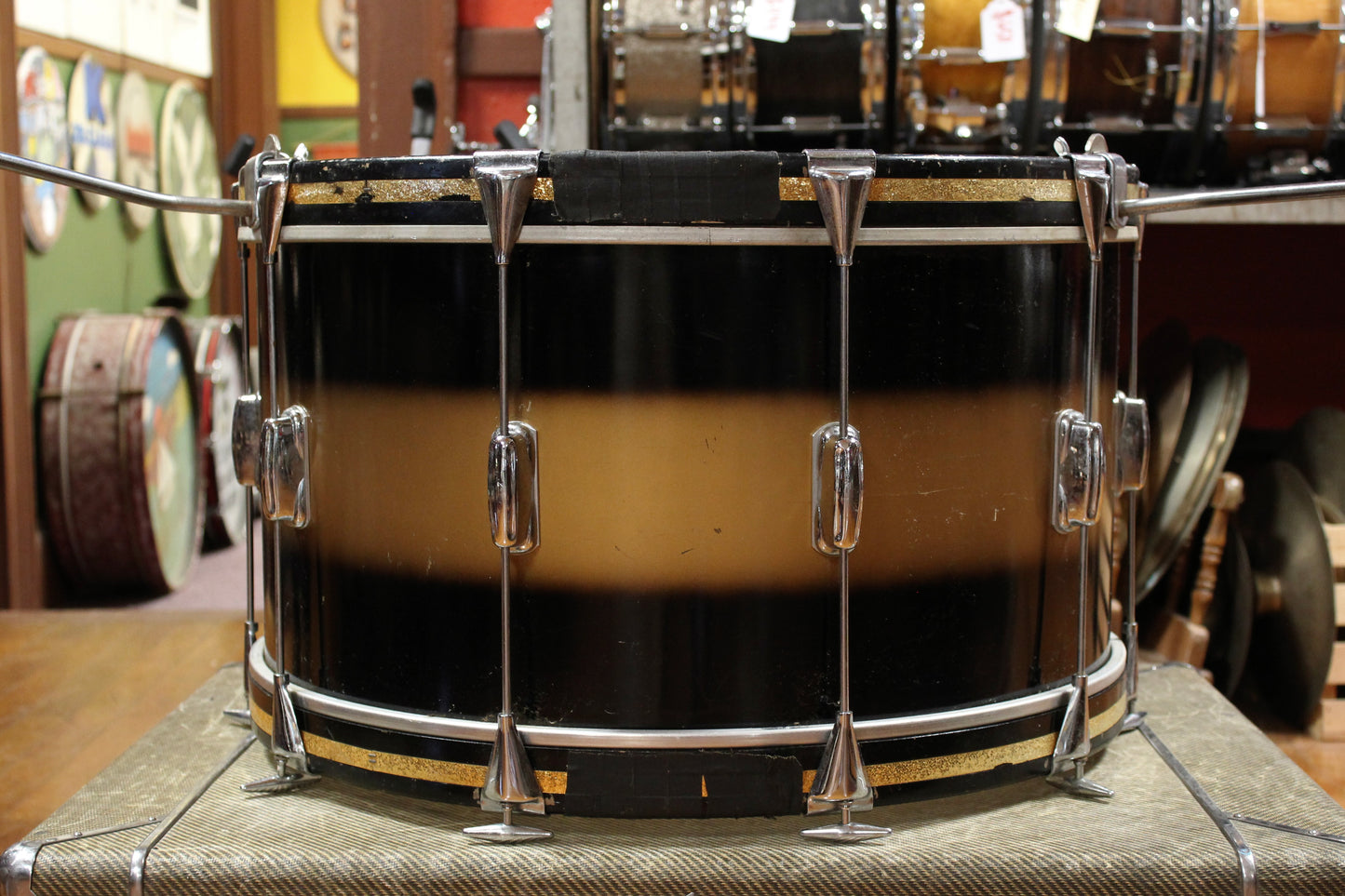 1950's Slingerland Swing Master Ensemble in Black and Gold Duco 12x22 8x12 5x14 (Optional 14x16 WFL Floor Tom Add On)