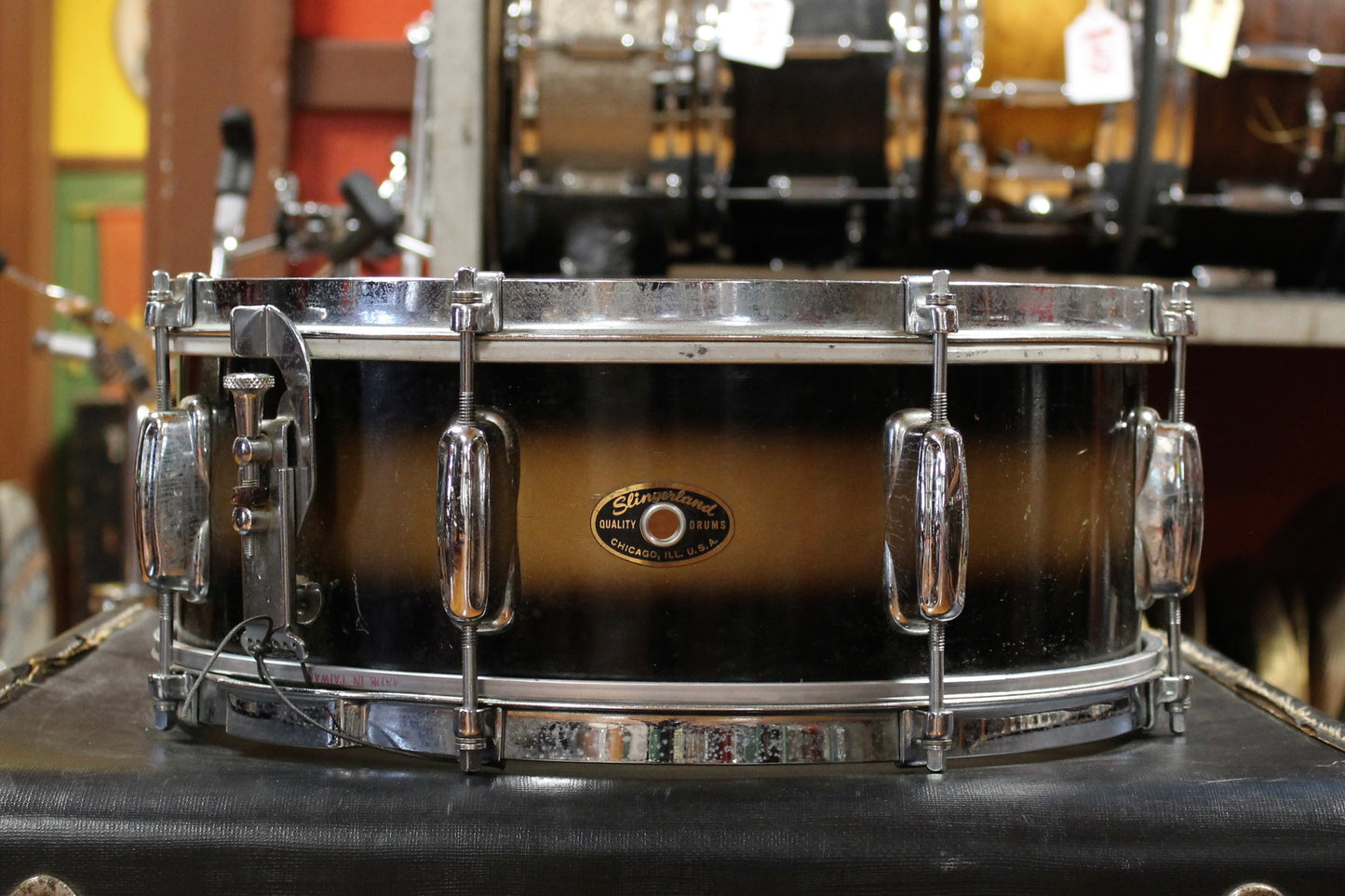 1950's Slingerland Swing Master Ensemble in Black and Gold Duco 12x22 8x12 5x14 (Optional 14x16 WFL Floor Tom Add On)