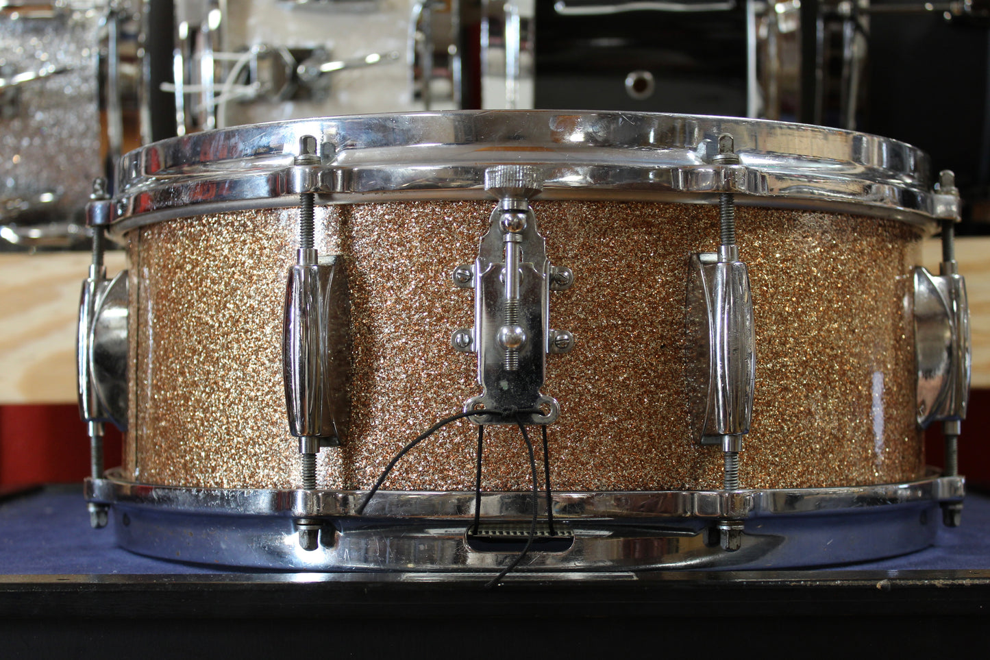 1960s Gretsch 5.5x14 Name Band Snare Drum in Champagne Sparkle