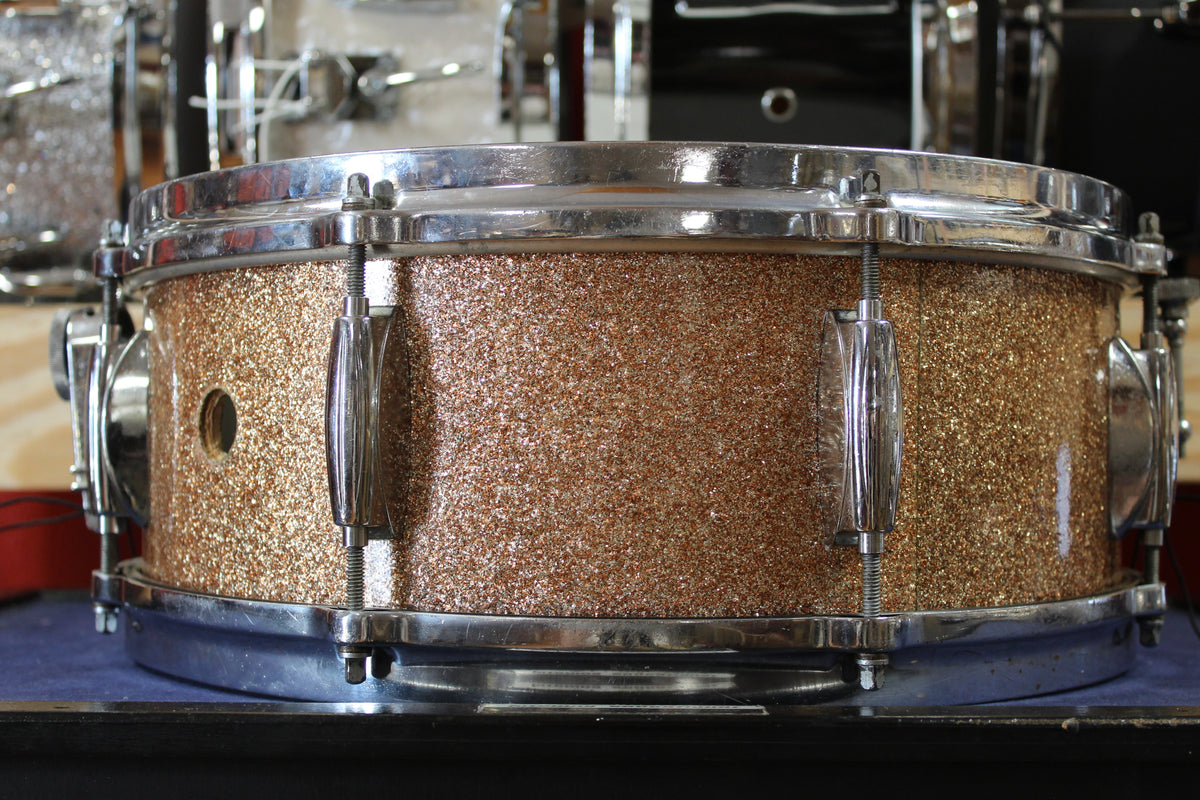 1960s Gretsch 5.5x14 Name Band Snare Drum in Champagne Sparkle