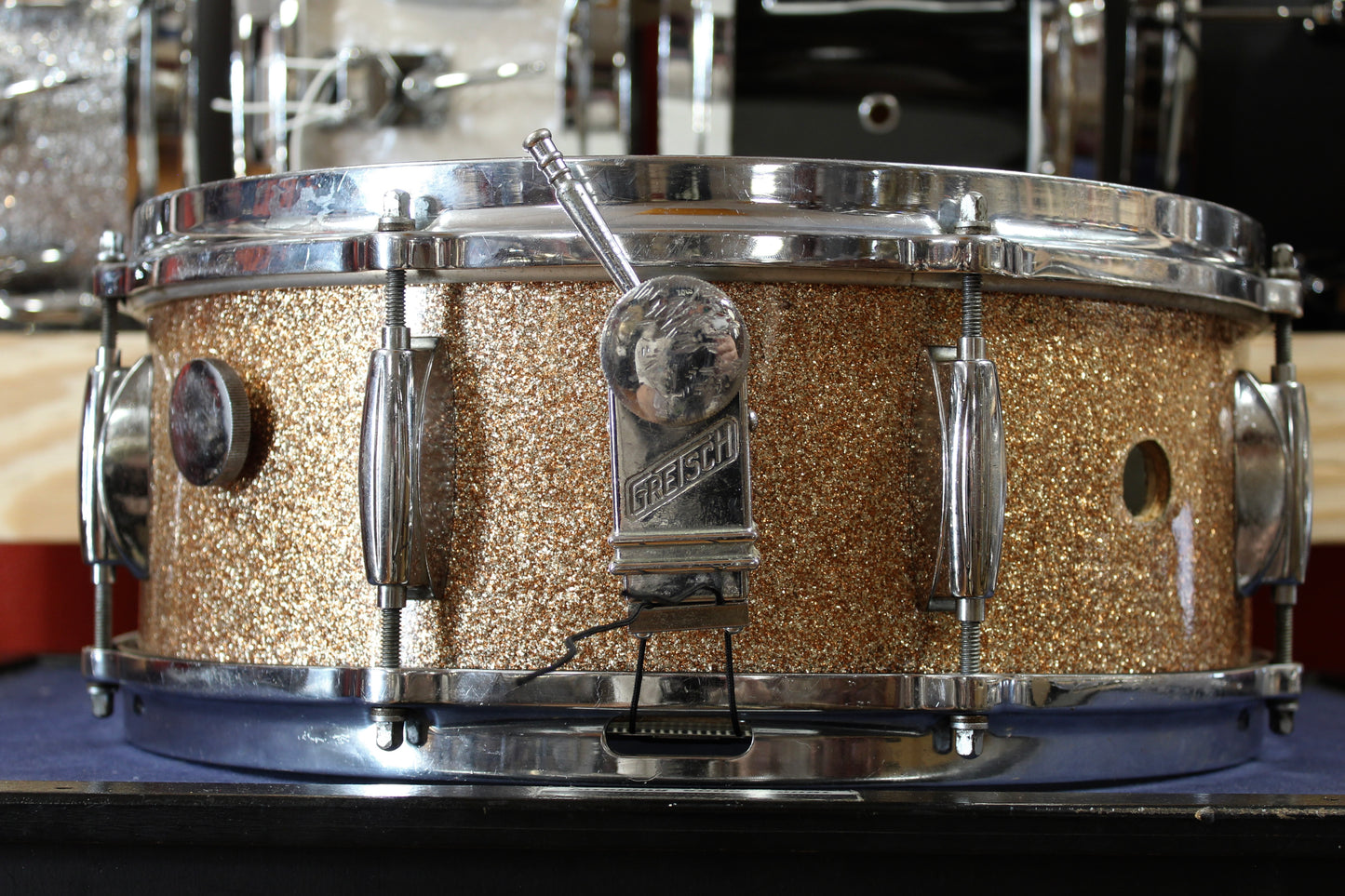 1960s Gretsch 5.5x14 Name Band Snare Drum in Champagne Sparkle