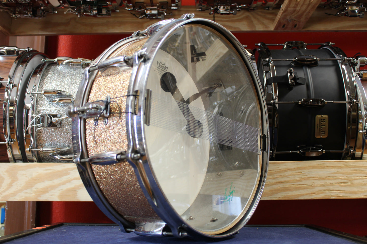 1960s Gretsch 5.5x14 Name Band Snare Drum in Champagne Sparkle