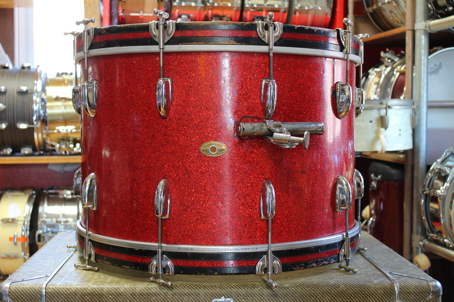 1950s Slingerland Gene Krupa Deluxe outfit 14x22 16x16 9x13 in Sparkling Red Pearl
