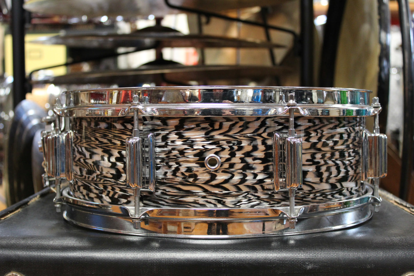 1960s Rogers 5x14 Powertone Snare Drum in Black Onyx
