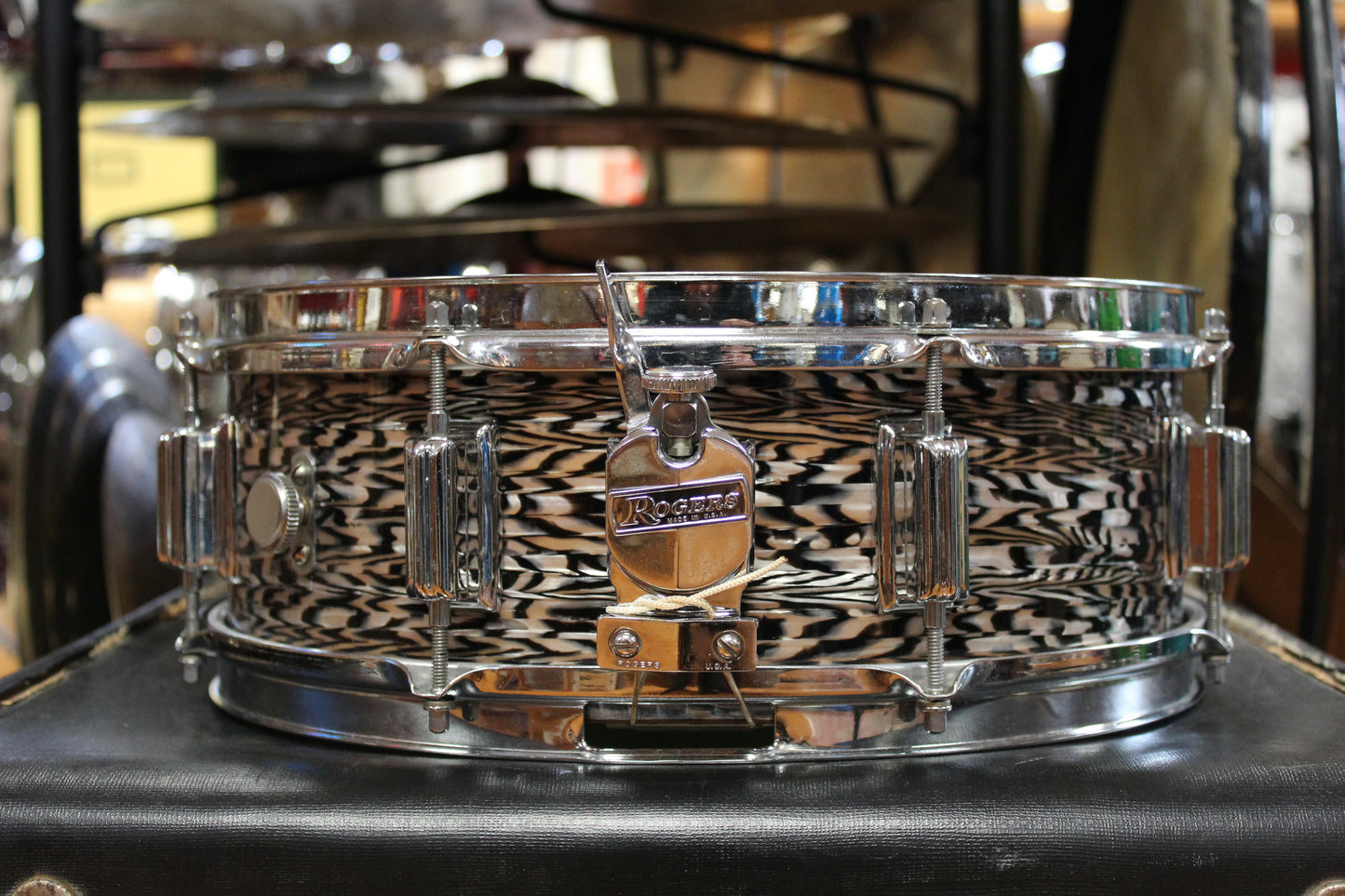 1960s Rogers 5x14 Powertone Snare Drum in Black Onyx