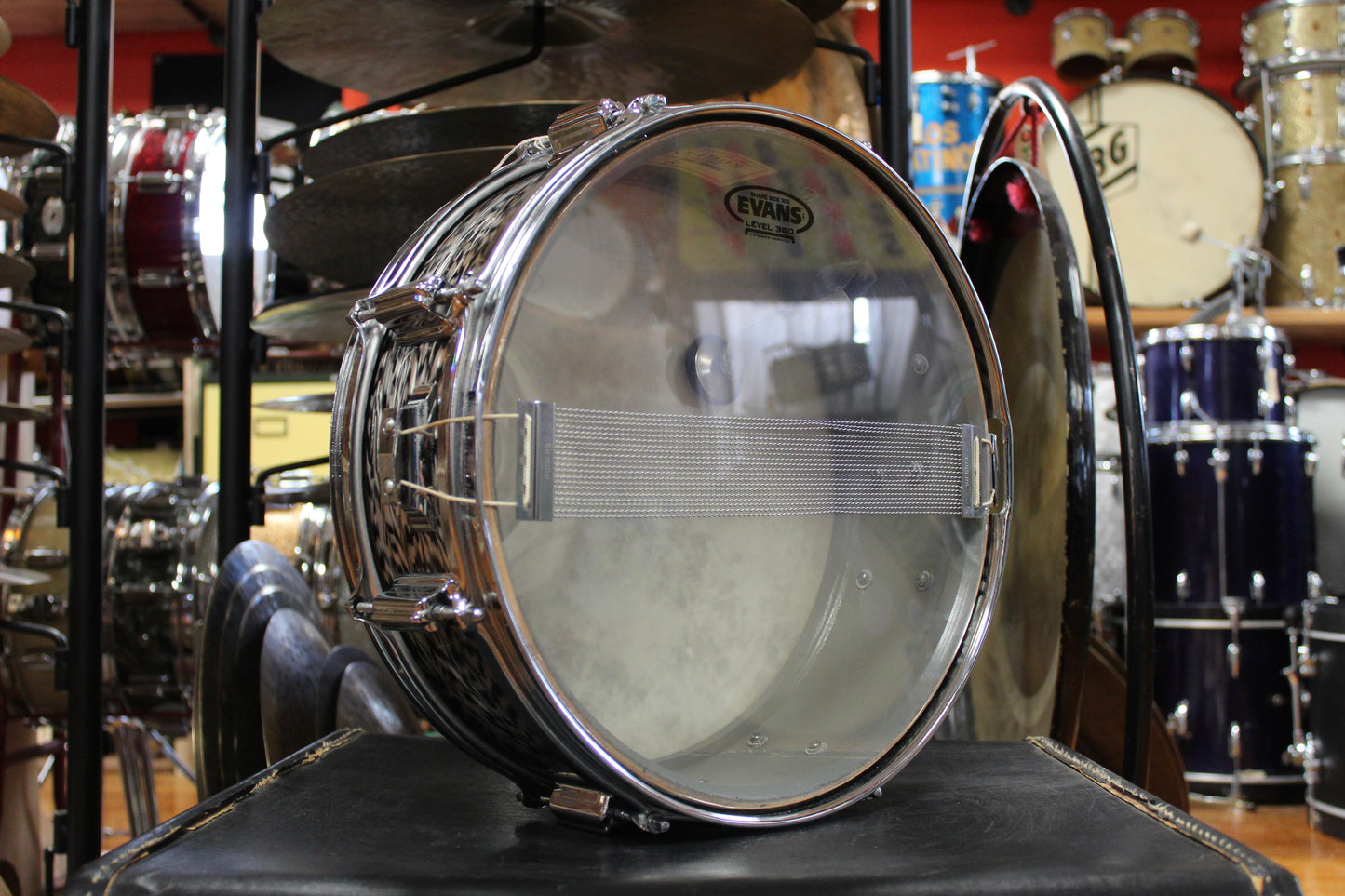 1960s Rogers 5x14 Powertone Snare Drum in Black Onyx