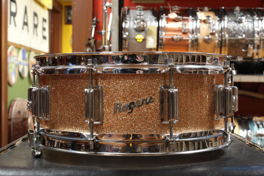 1960s Rogers 5x14 Dyna-Sonic Snare Drum in Champagne Sparkle