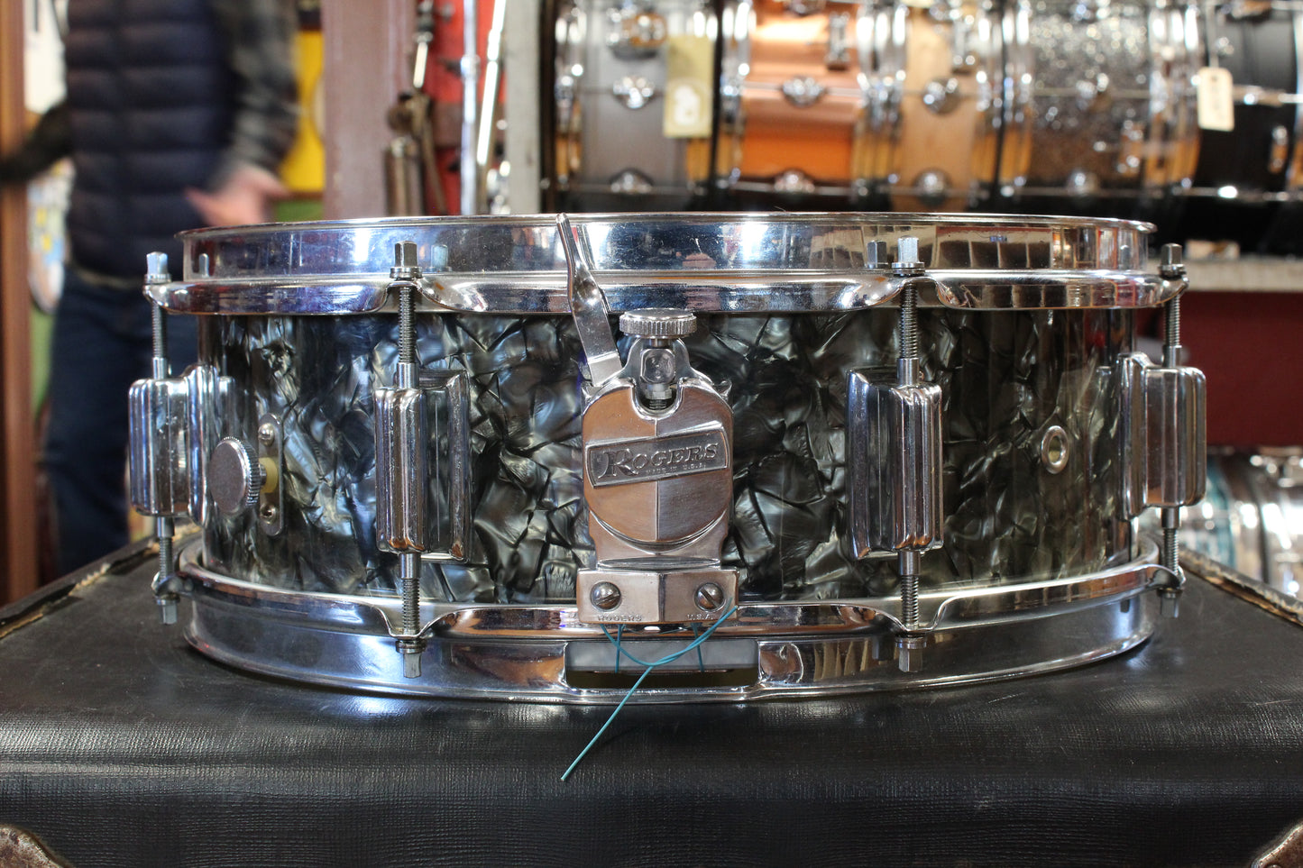 1960s Rogers 5x14 Powertone Snare Drum in Black Diamond Pearl