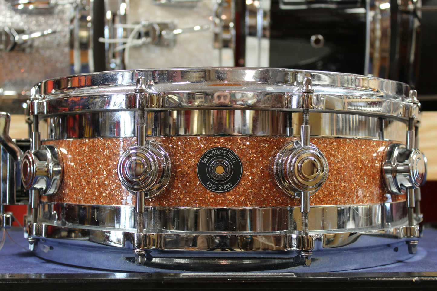 DW 5x14 Edge Series Snare Drum in Champagne Glass Glitter