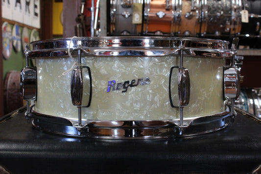 1960s Rogers 5x14 Tower Snare Drum in White Marine Pearl