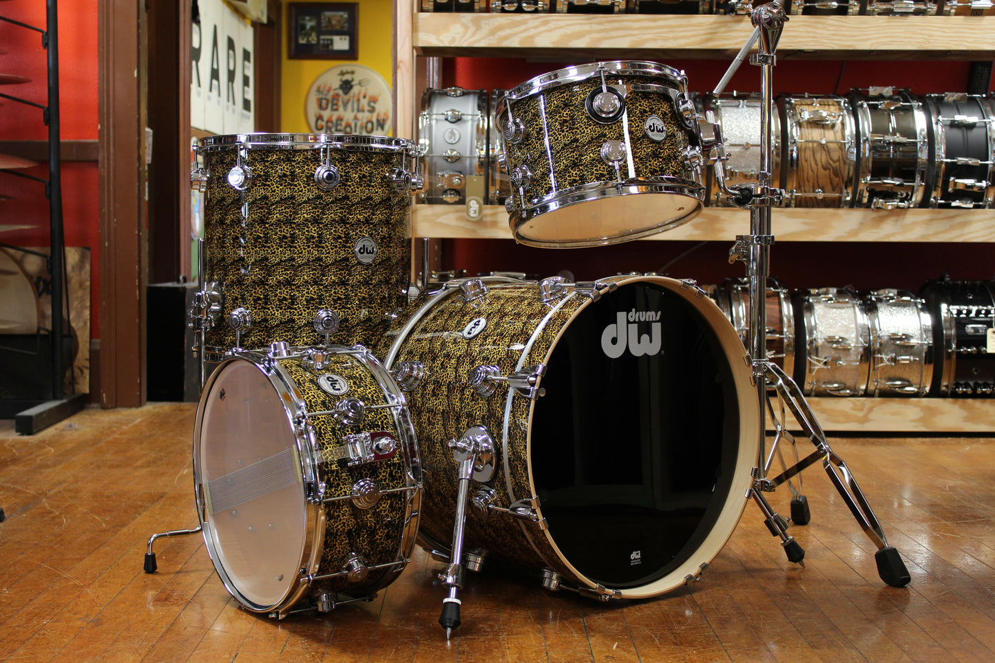 DW Collectors Series in Cheetah Finishply 14x18 8x12 14x14 6.5x14