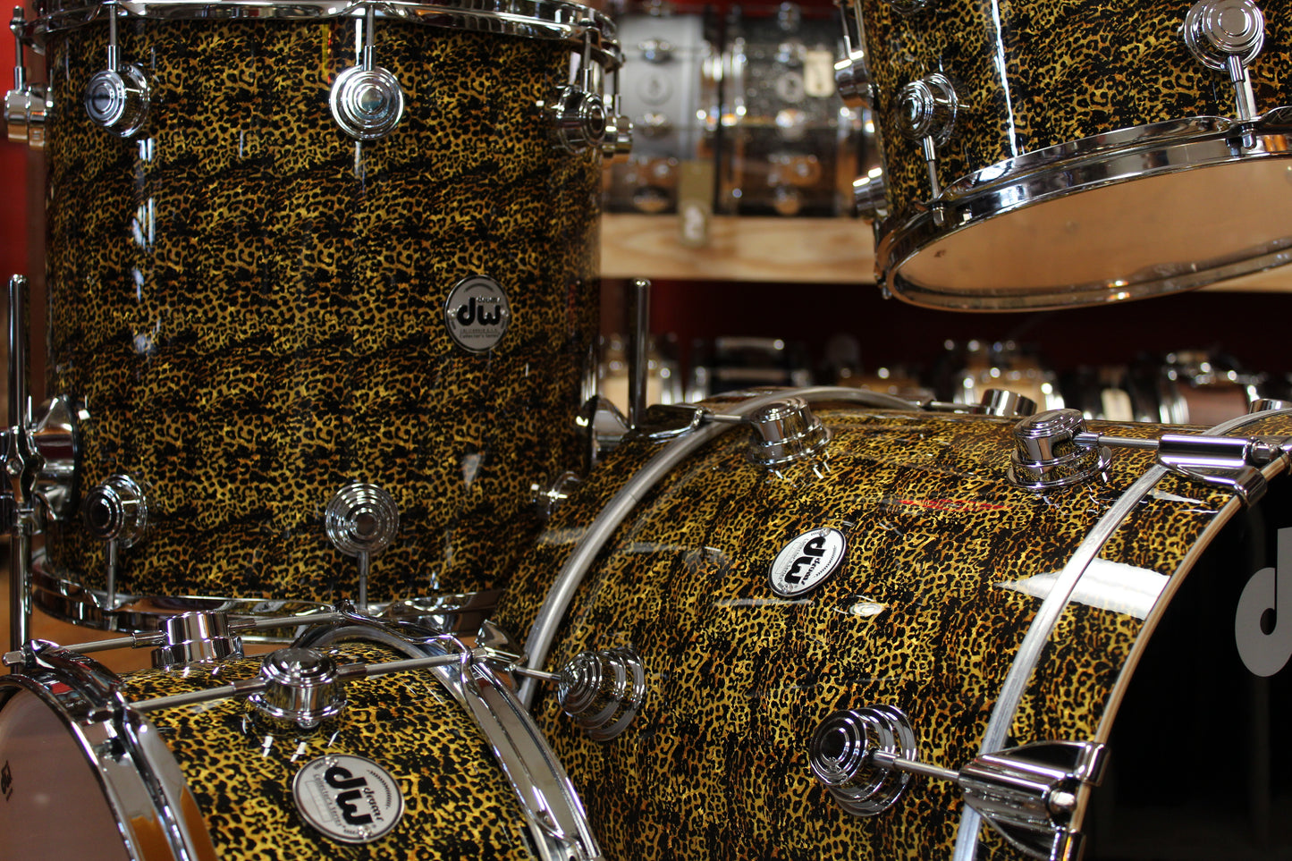 DW Collectors Series in Cheetah Finishply 14x18 8x12 14x14 6.5x14