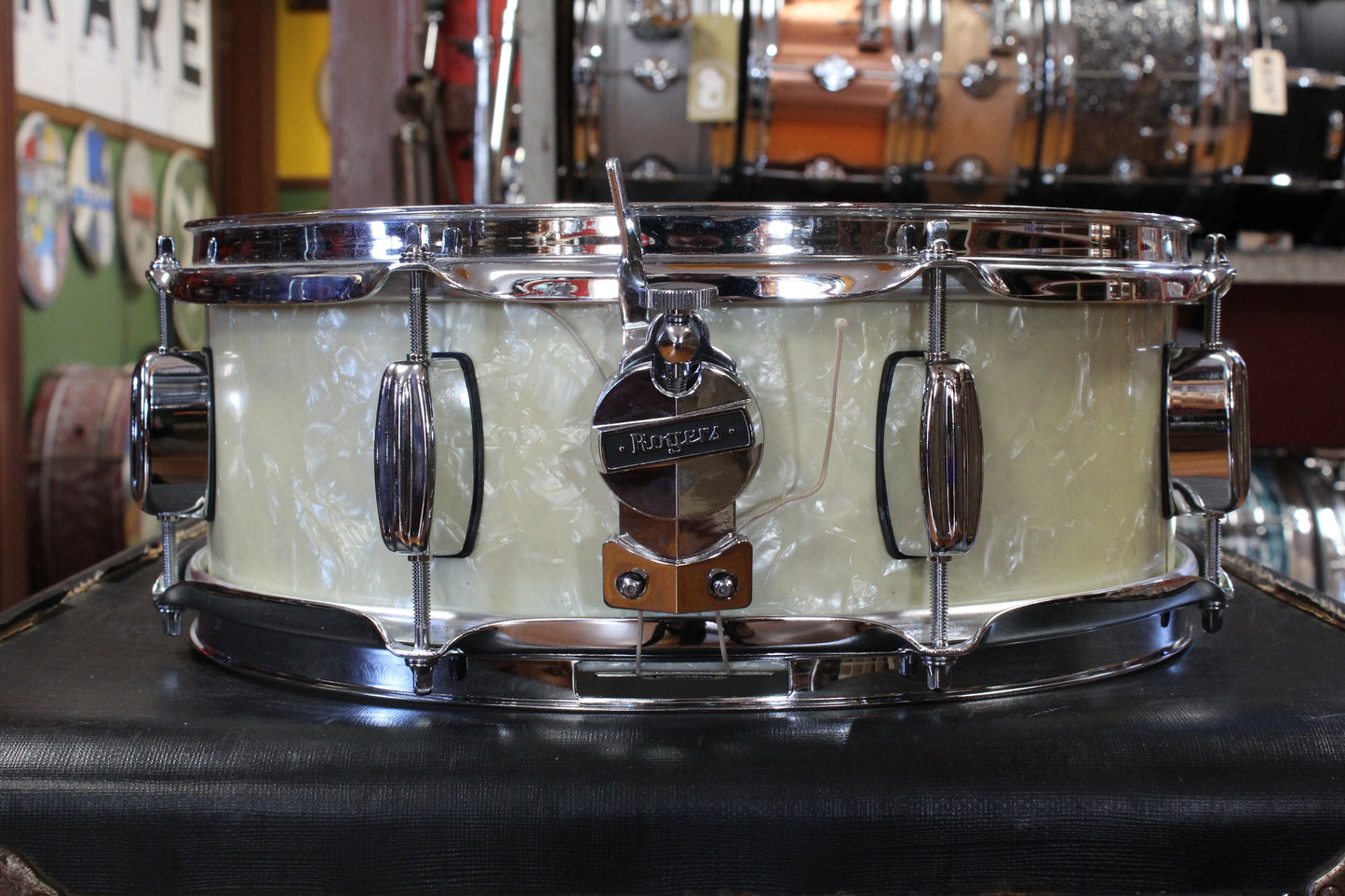 1960s Rogers 5x14 Tower Snare Drum in White Marine Pearl