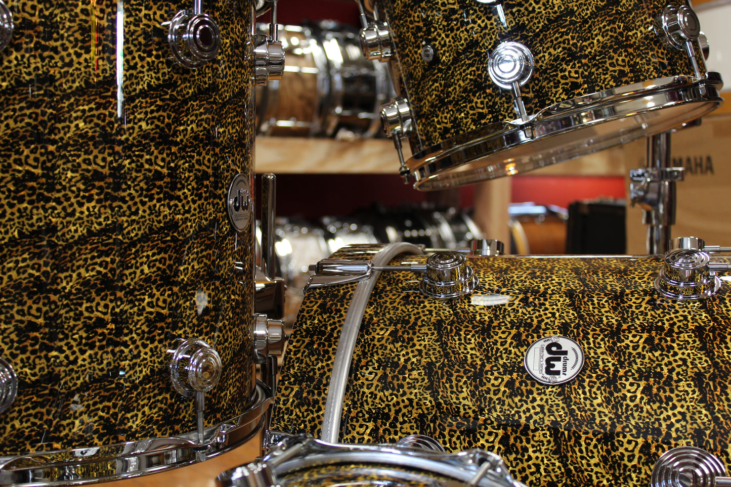 DW Collectors Series in Cheetah Finishply 14x18 8x12 14x14 6.5x14