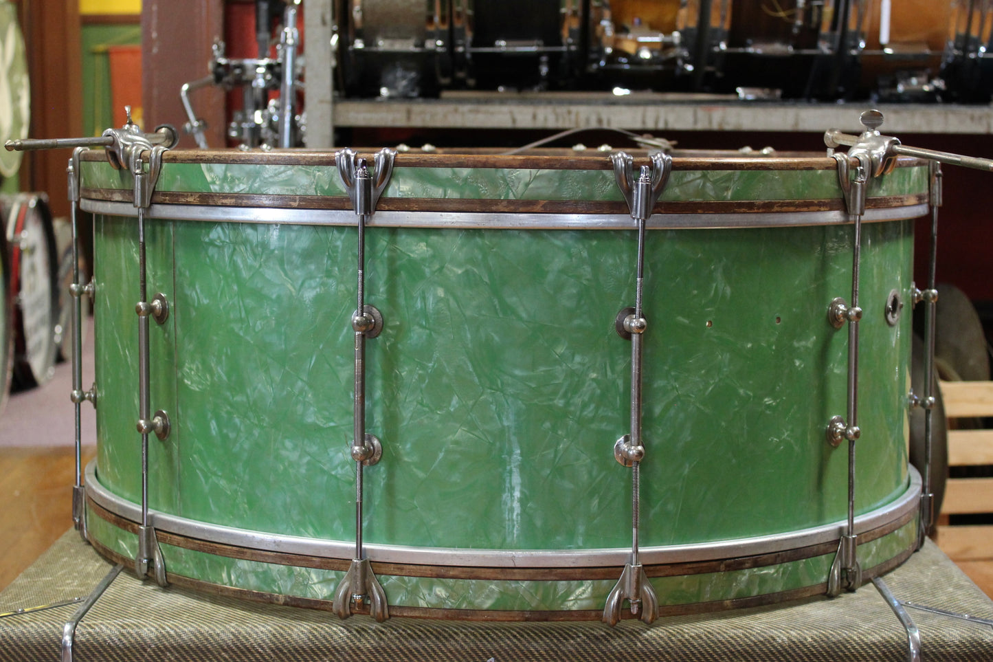 1930's Ludwig Sea Green Pearl Outfit 10x28 16x15.5 5x14