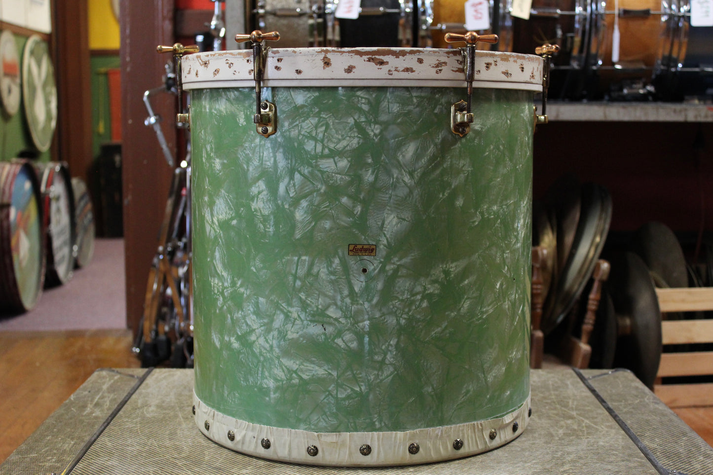 1930's Ludwig Sea Green Pearl Outfit 10x28 16x15.5 5x14